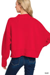 Easy Going Crop Sweater - Red