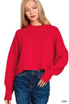 Easy Going Crop Sweater - Red
