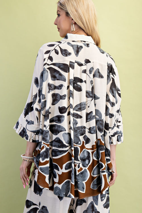 Leaves Fall Blouse - Charcoal