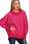 Ribbed Easy Going Sweater - Ruby/Pink