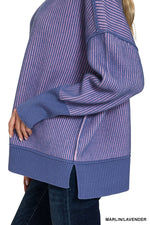 Ribbed Easy Going Sweater - Marlin/Lavender