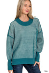 Ribbed Easy Going Sweater - Teal Two Tone
