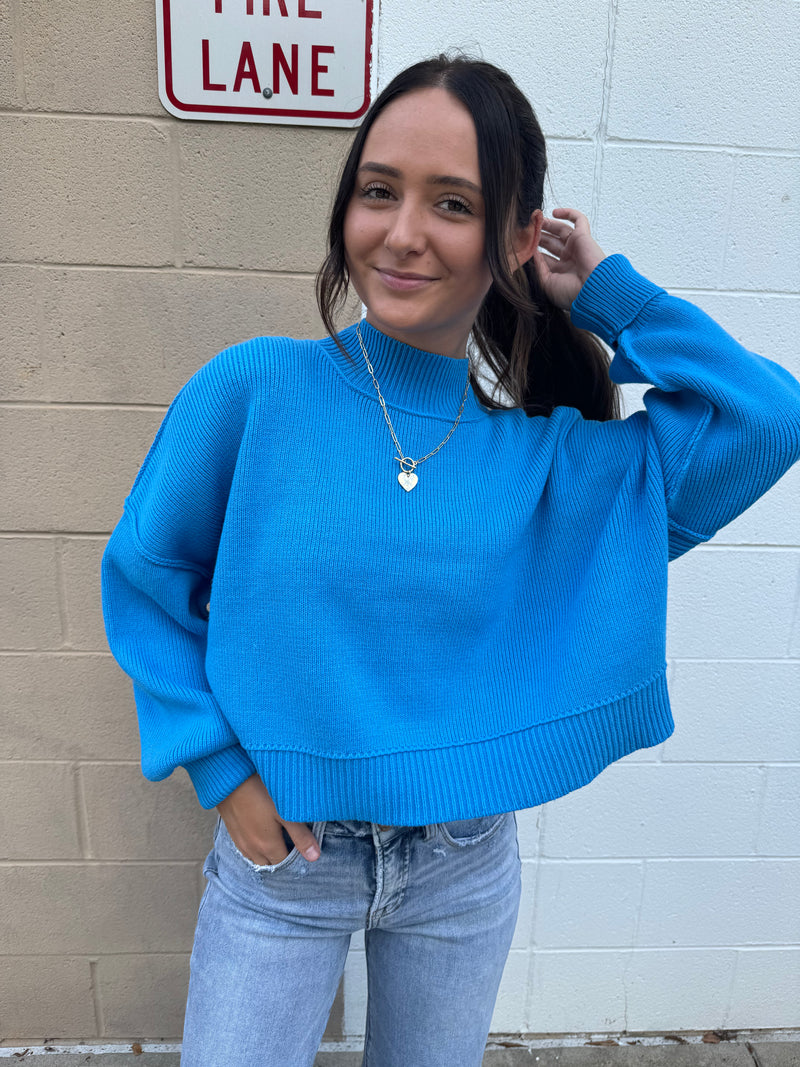 Easy Going Crop Sweater - Deep Sky