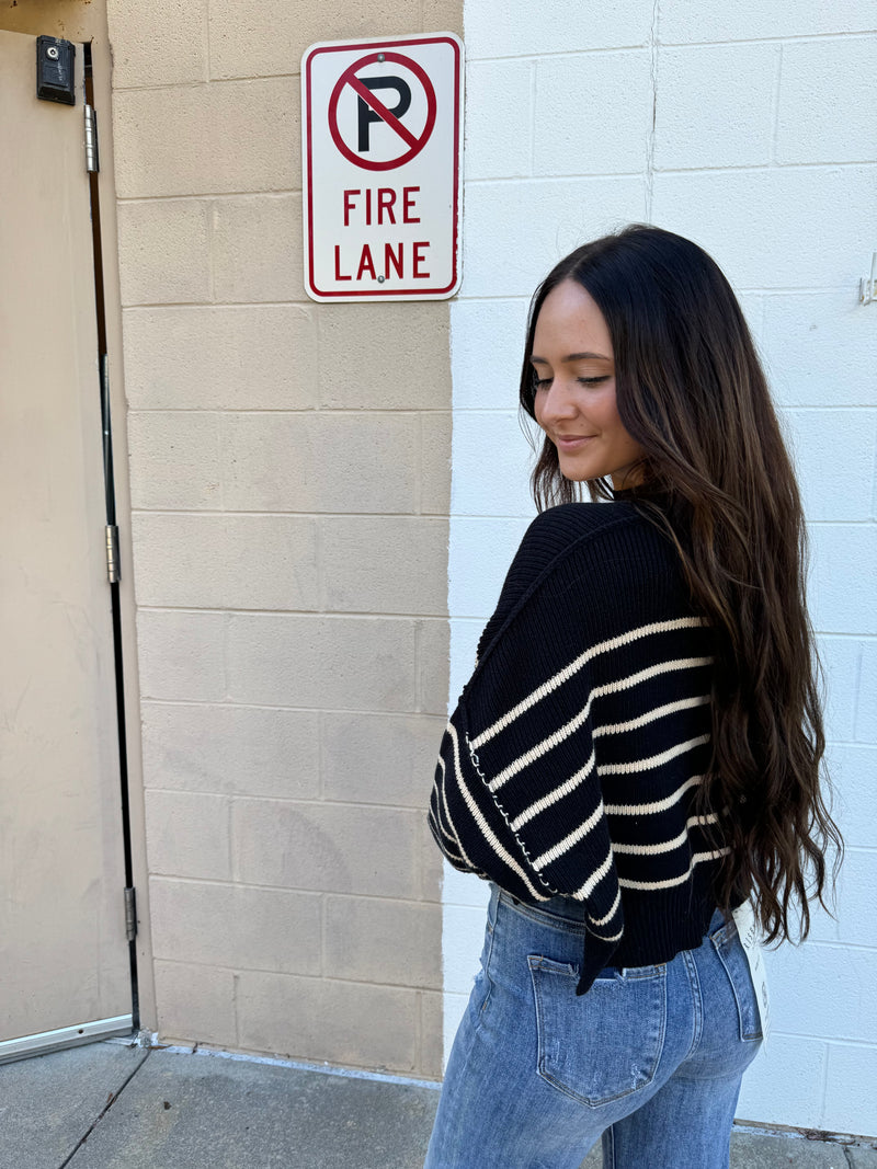 Easy Does It Sweater - Black Stripe